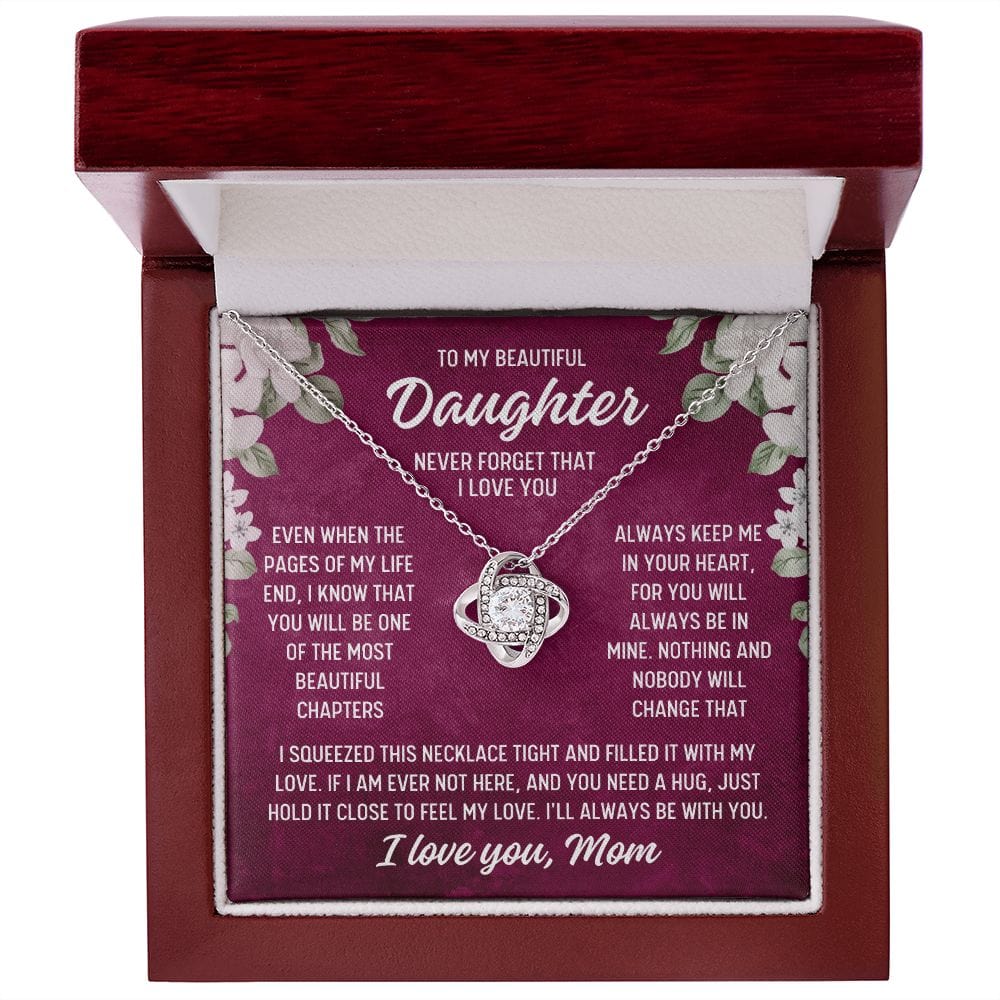 To Daughter From Mom "Even when the..." Love Knot Necklace