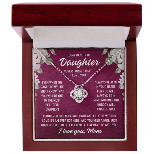 To Daughter From Mom "Even when the..." Love Knot Necklace