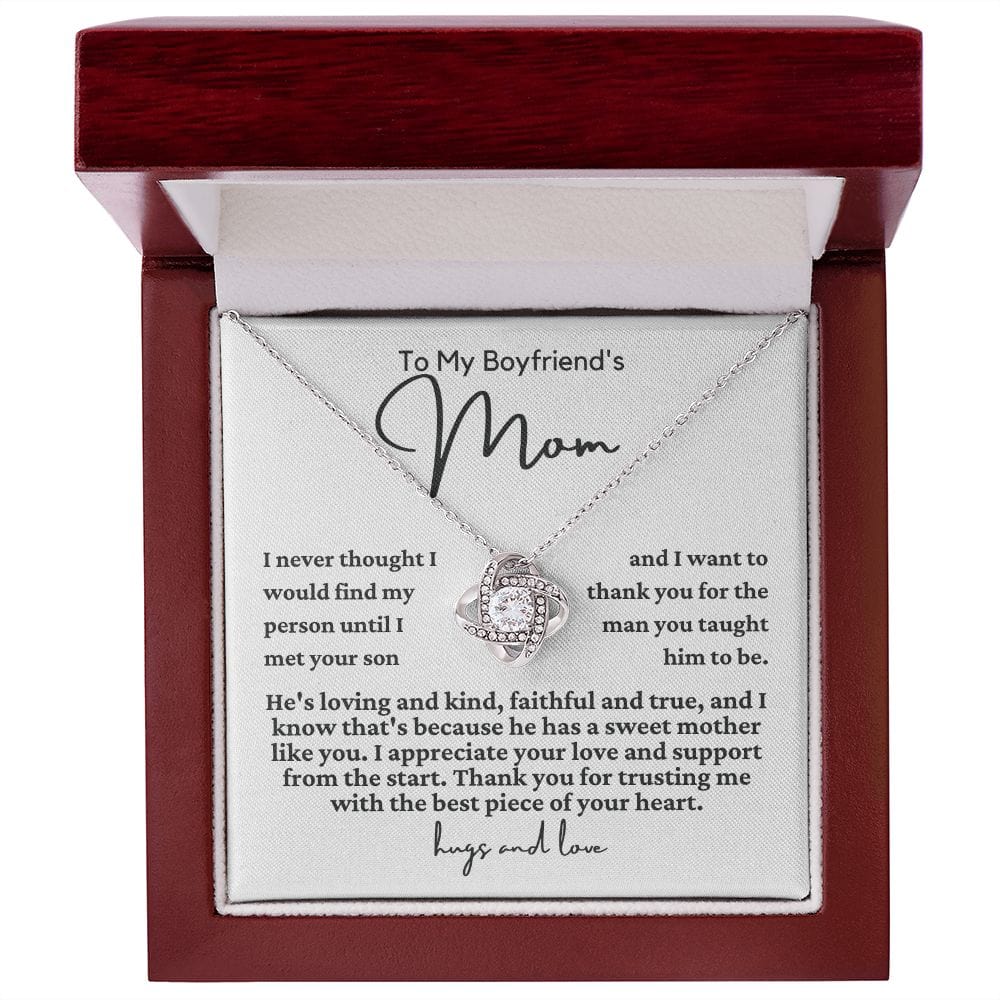 To Boyfriend's Mom "I never thought..." Love Knot Necklace