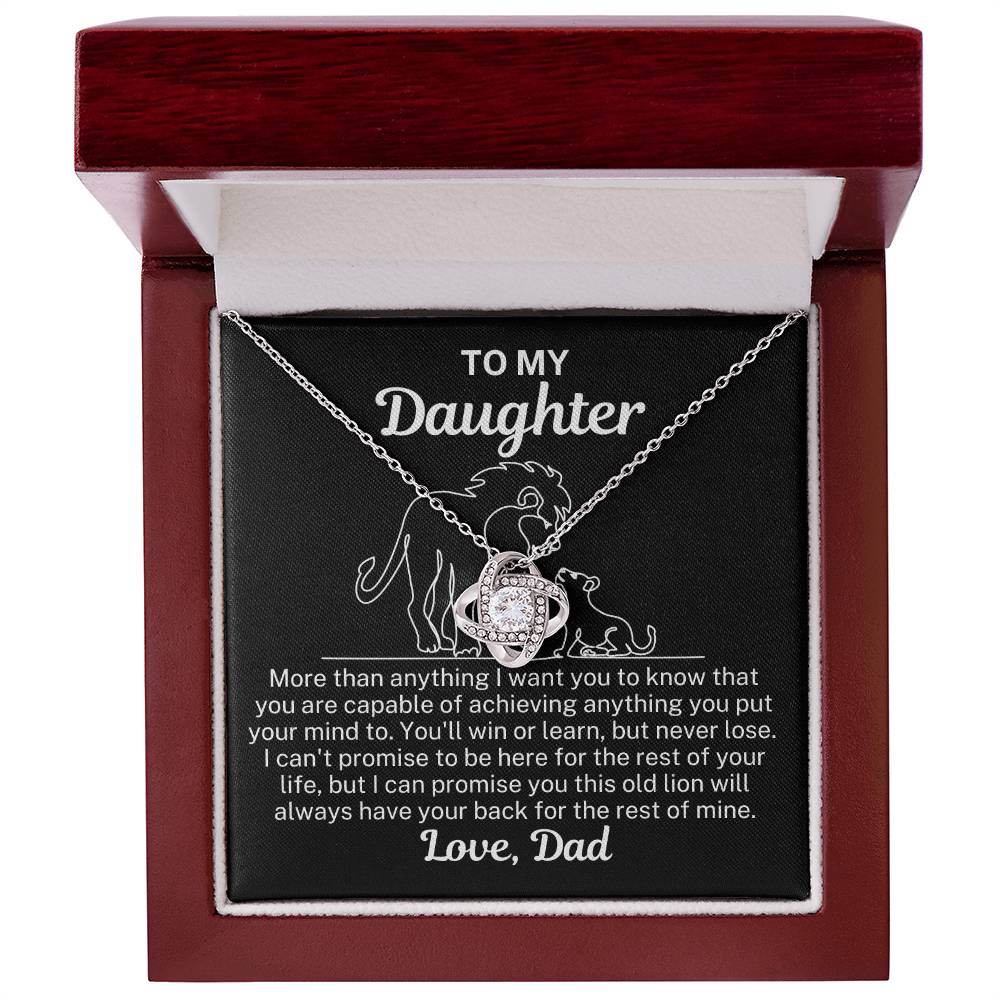 To My Daughter "More than anything..." Zirconia Crystal Love Knot Necklace
