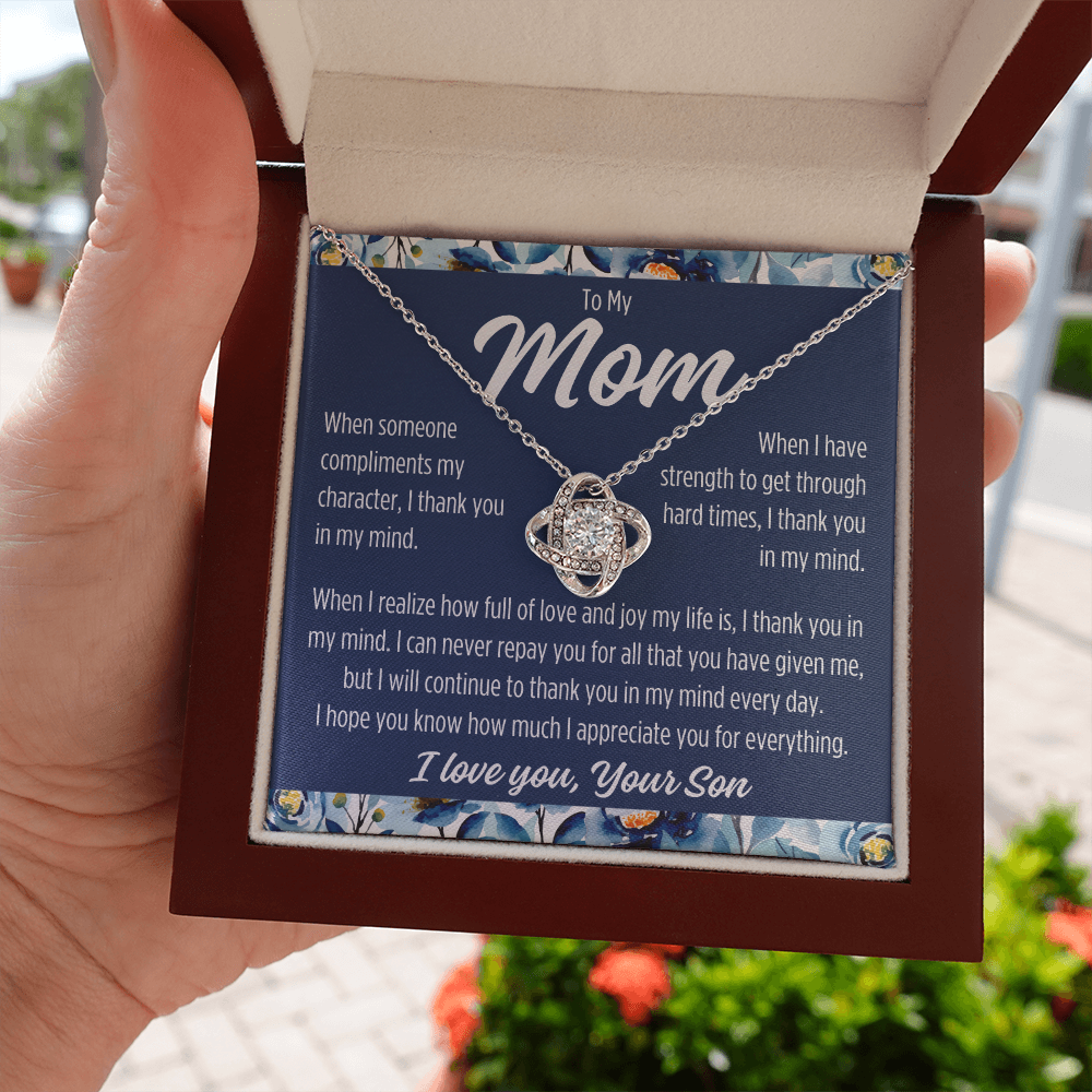 To Mom From Son "When someone..." Love Knot Necklace