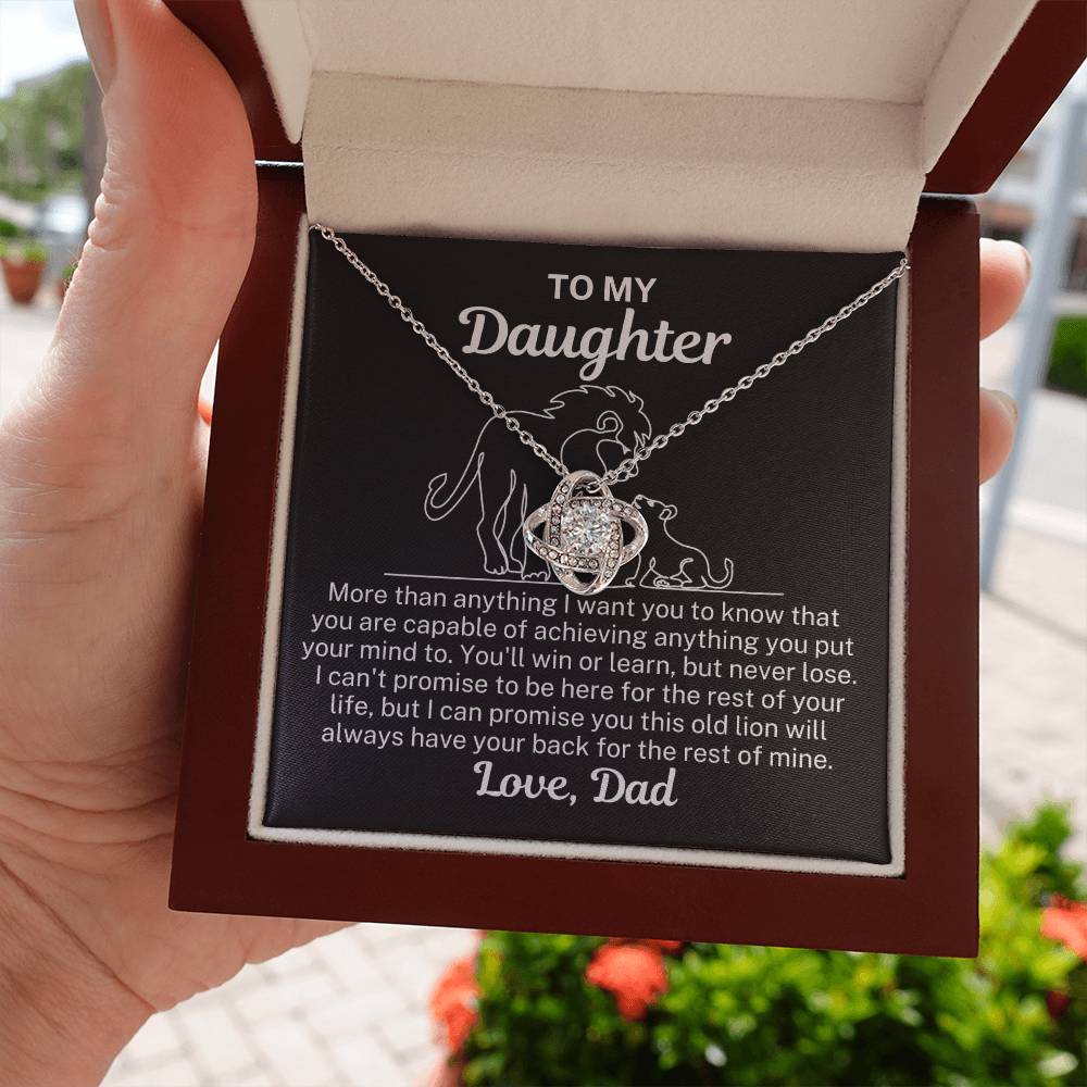 To My Daughter "More than anything..." Zirconia Crystal Love Knot Necklace, view 5