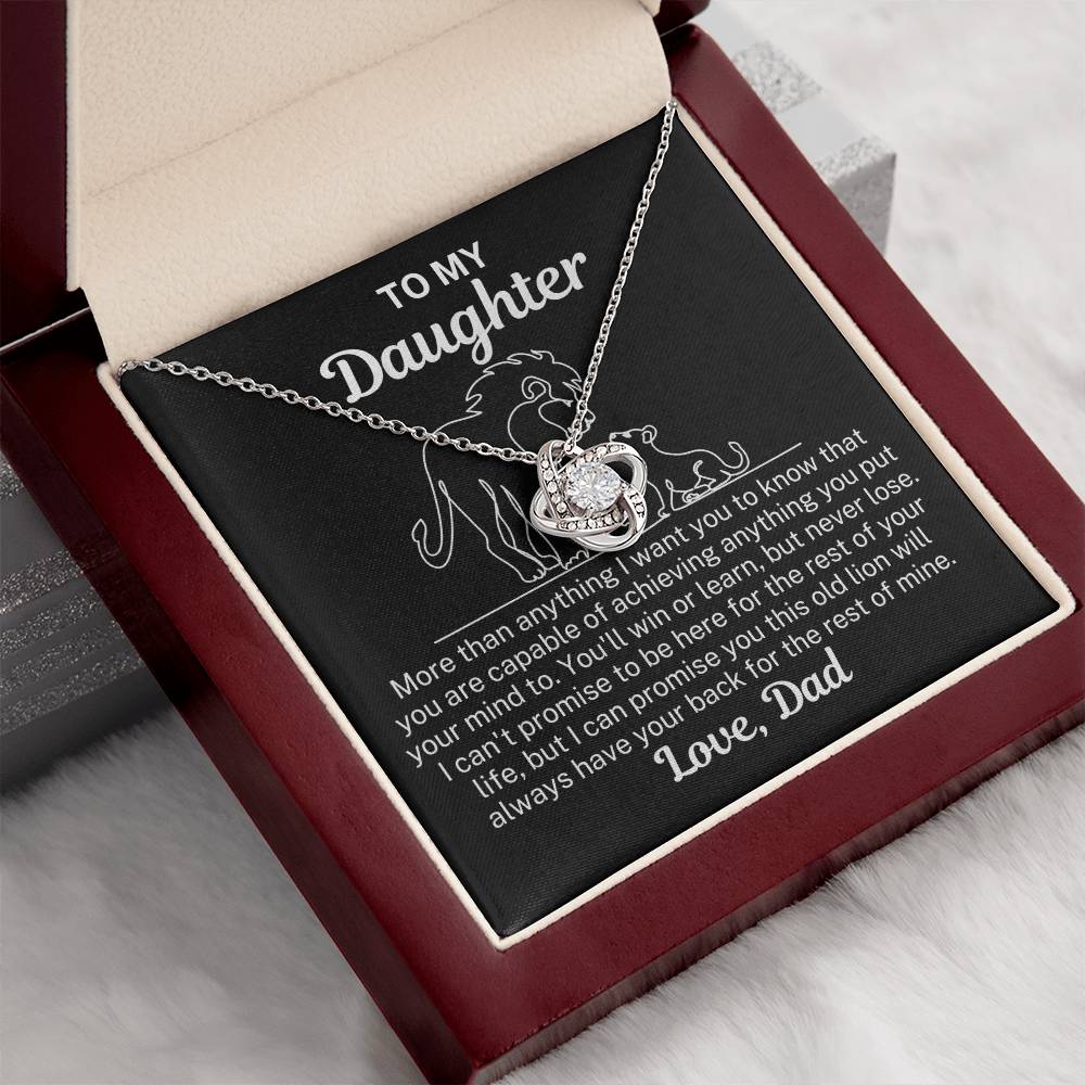 To My Daughter "More than anything..." Zirconia Crystal Love Knot Necklace, view 4
