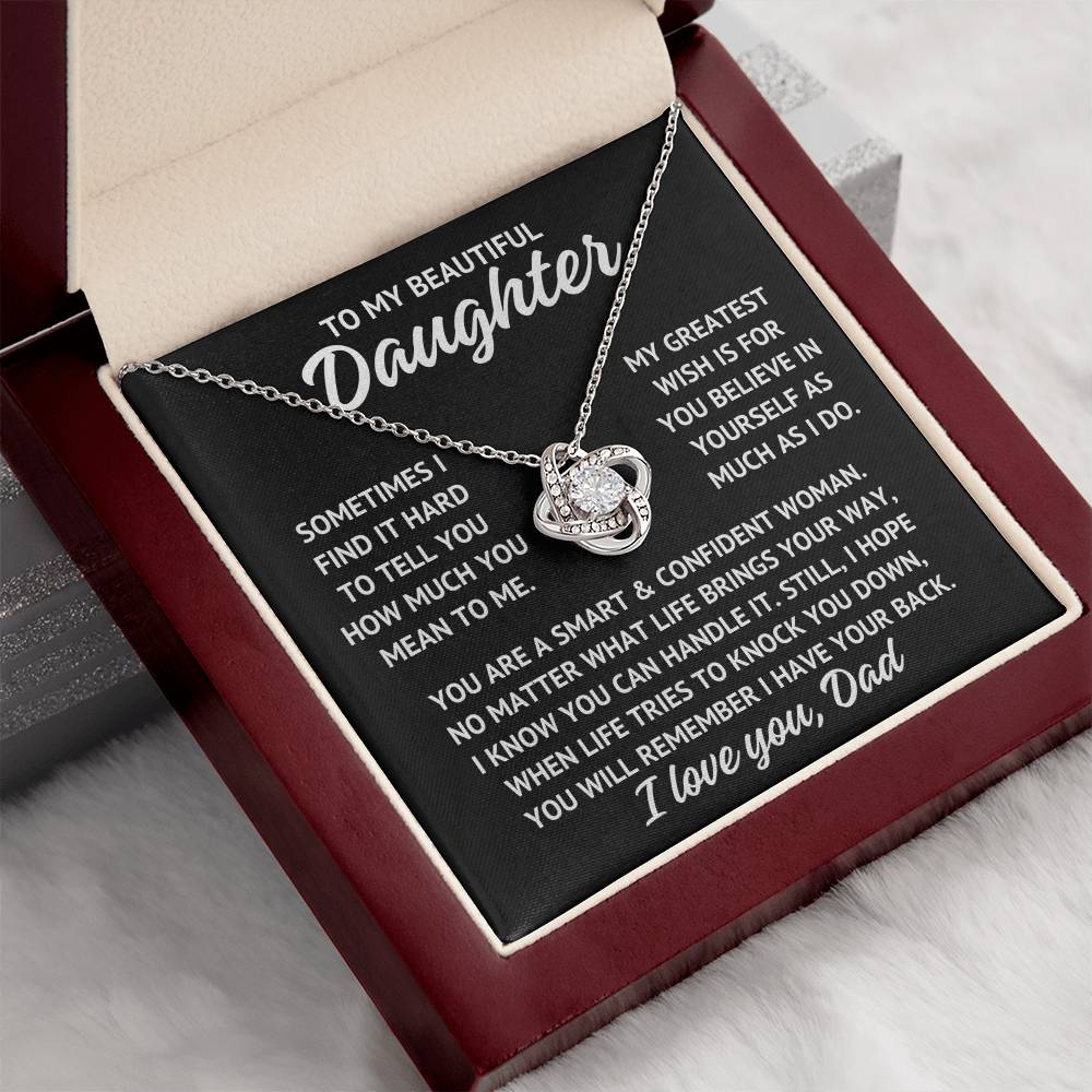 To My Beautiful Daughter "My greatest wish..." Zirconia Crystal Love Knot Necklace, view 4