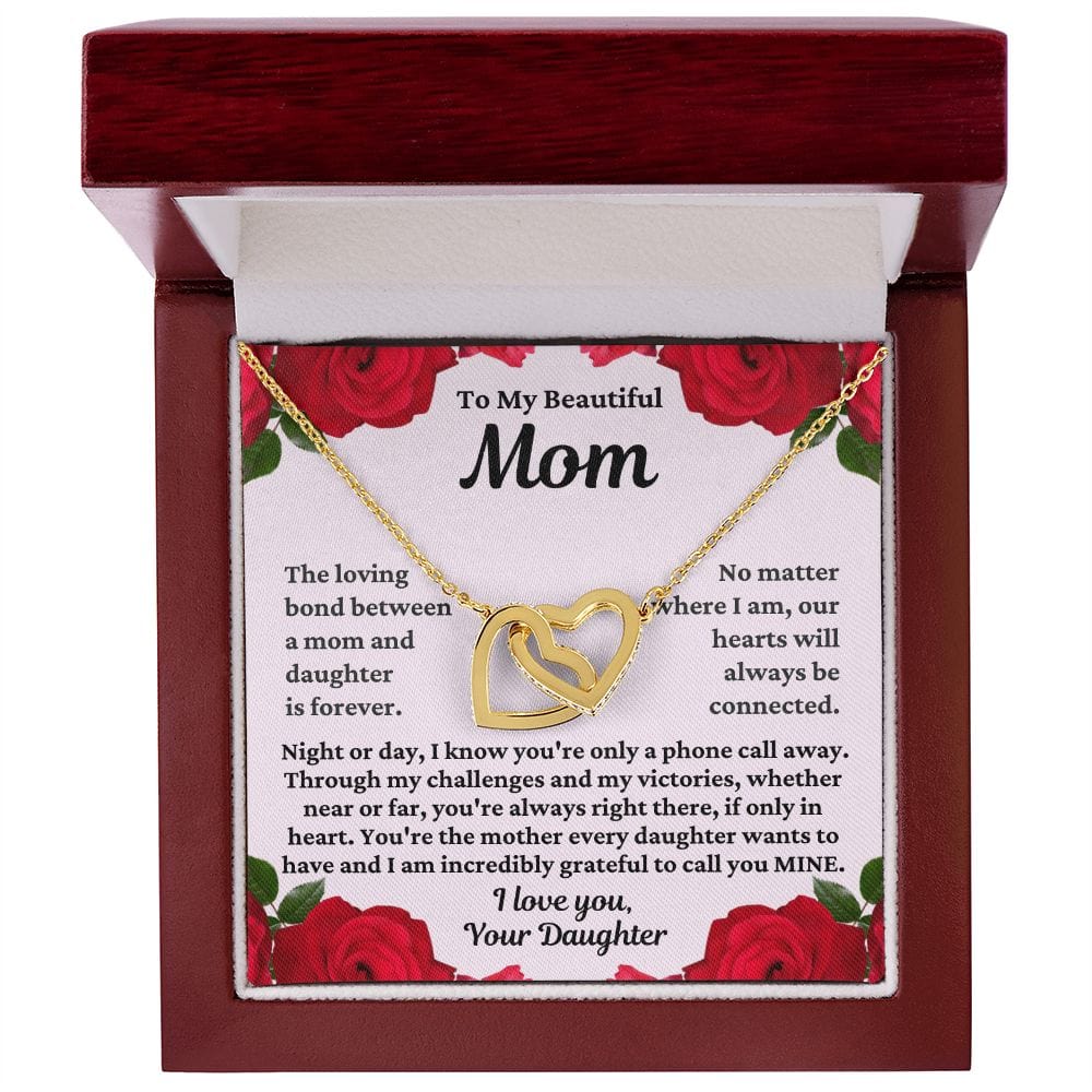 To Mom From Daughter "The loving bond..." Interlocking Hearts