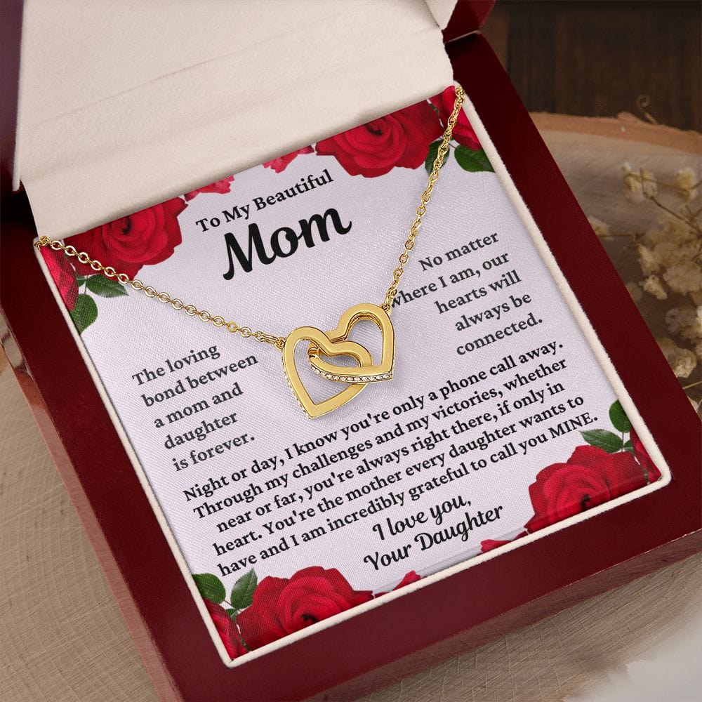 To Mom From Daughter "The loving bond..." Interlocking Hearts