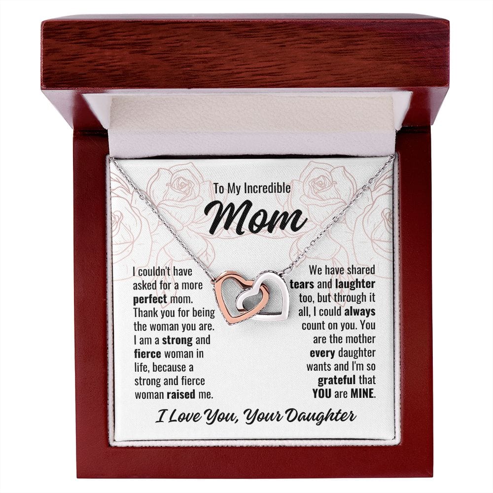 To Mom From Daughter "I couldn't have asked..." Interlocking Hearts