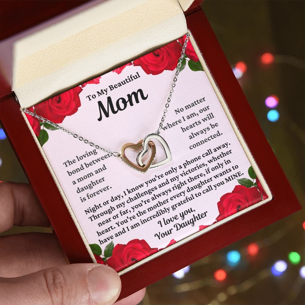 To Mom From Daughter "The loving bond..." Interlocking Hearts