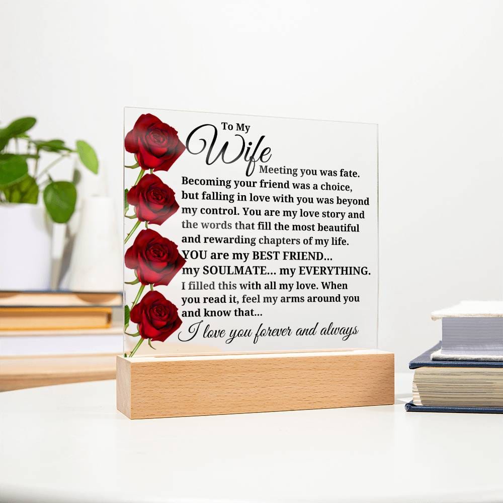 To My Wife "Meeting you was fate..." Acrylic Plaque With Lighted Base
