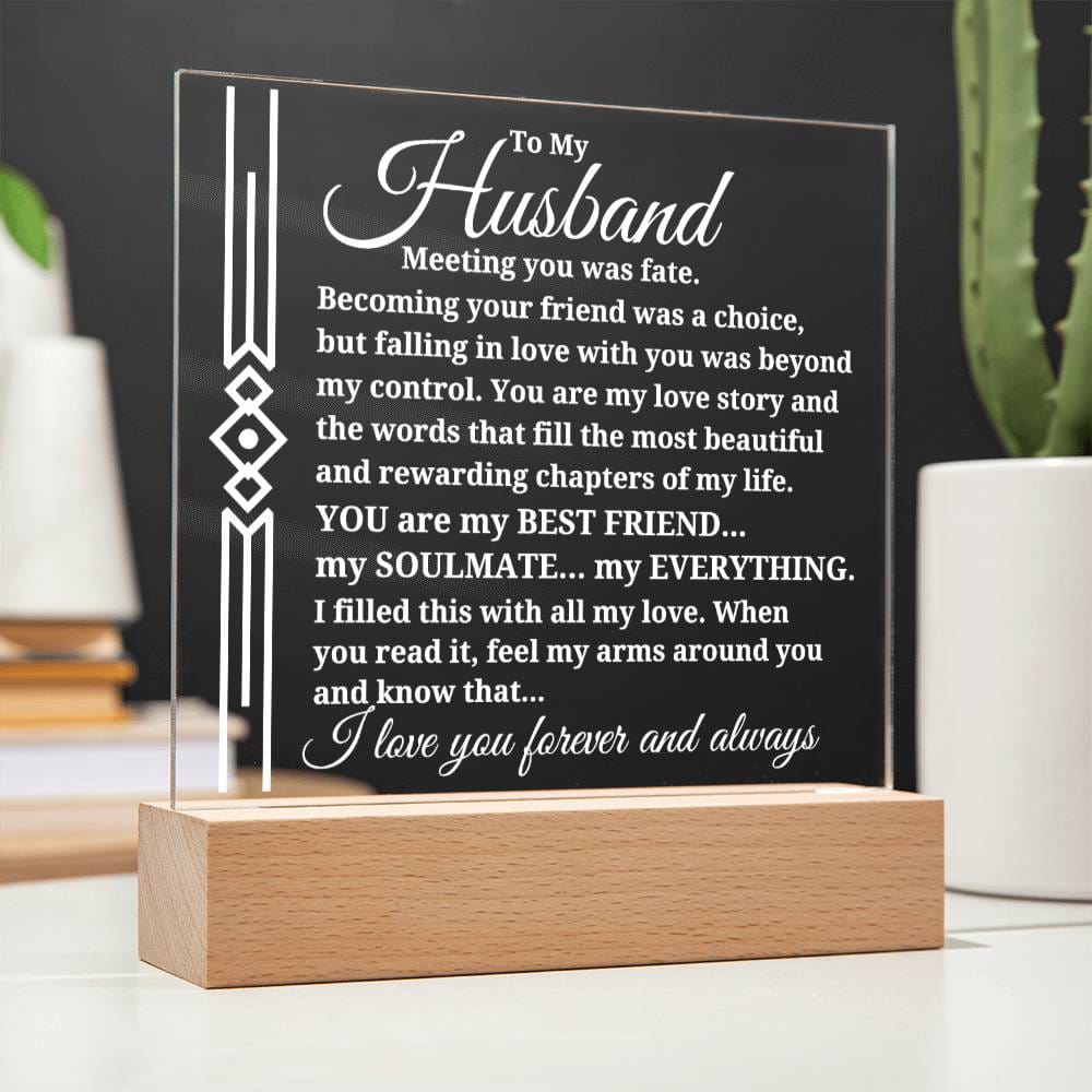 To My Husband "Meeting you was..." Acrylic Plaque With Lighted Base