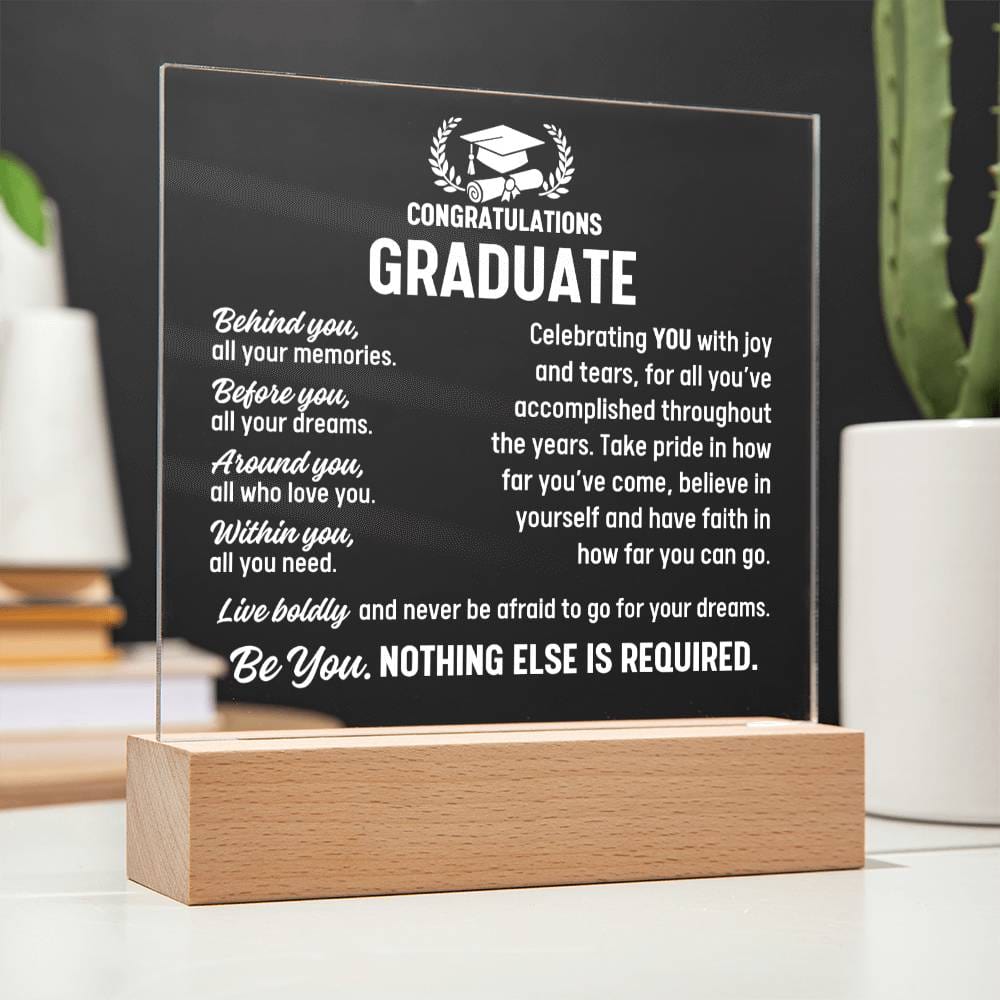 Graduate Gift, Acrylic Plaque With Lighted Base