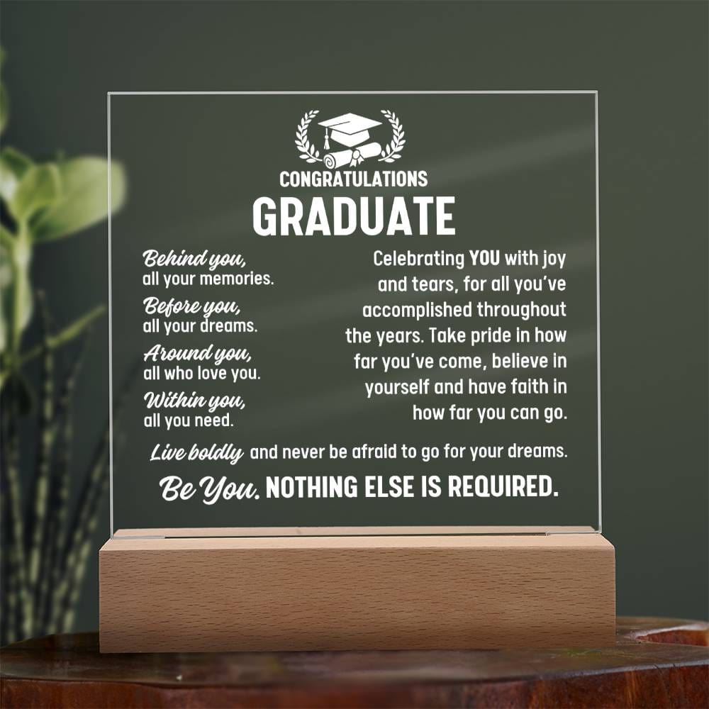 Graduate Gift, Acrylic Plaque With Lighted Base