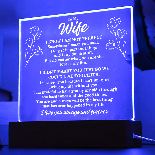 To My Wife "I am not perfect..." Acrylic Plaque With Lighted Base