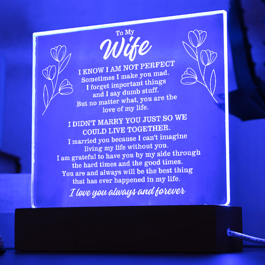 To My Wife "I am not perfect..." Acrylic Plaque With Lighted Base