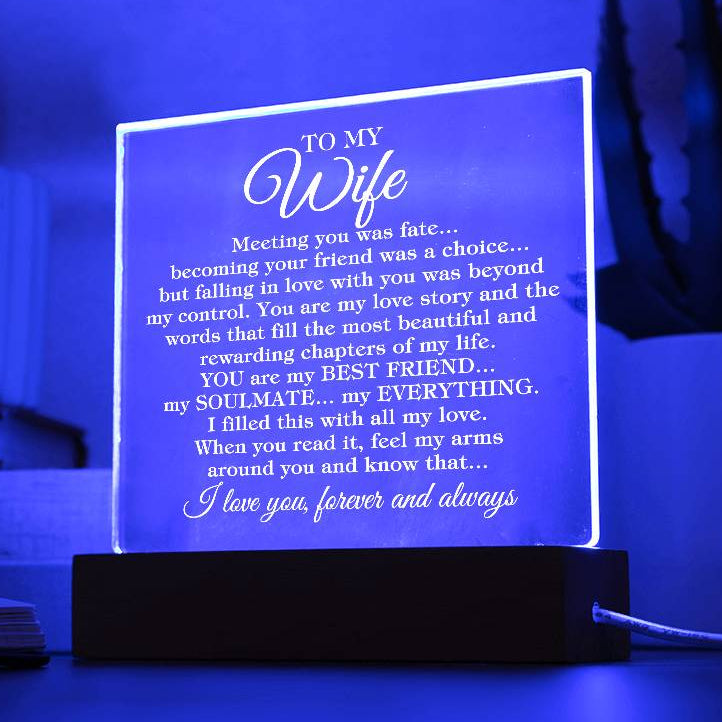 To My Wife "Meeting you was fate..." Acrylic Plaque with Lighted Base [Best Seller]