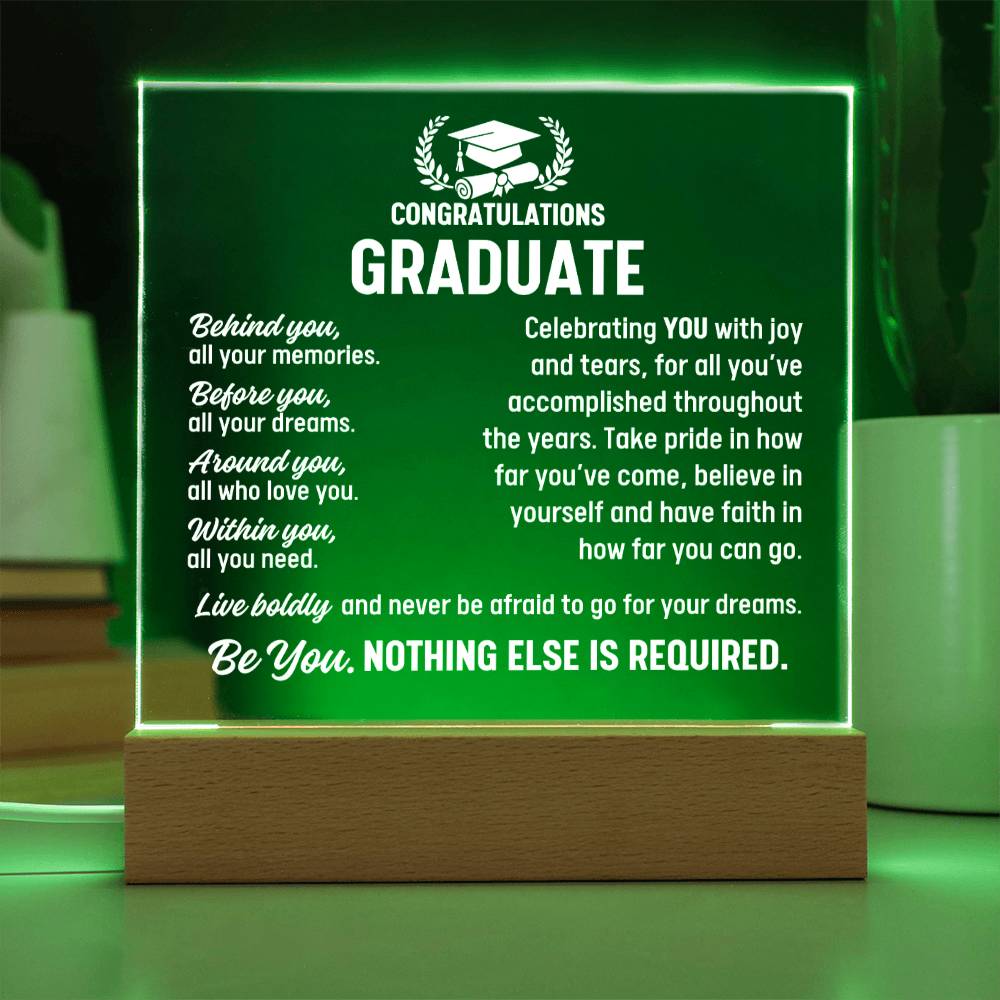 Graduate Gift, Acrylic Plaque With Lighted Base