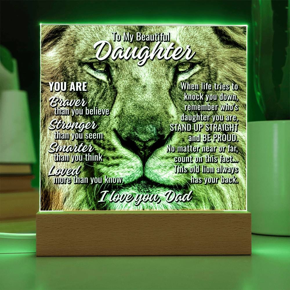 To Daughter From Dad "This old lion..." Acrylic Plaque With Lighted Base