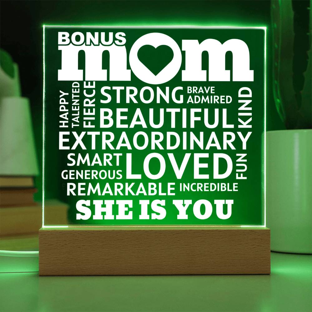 [Best Seller] Bonus MOM "She Is You" Acrylic Plaque With Lighted Base