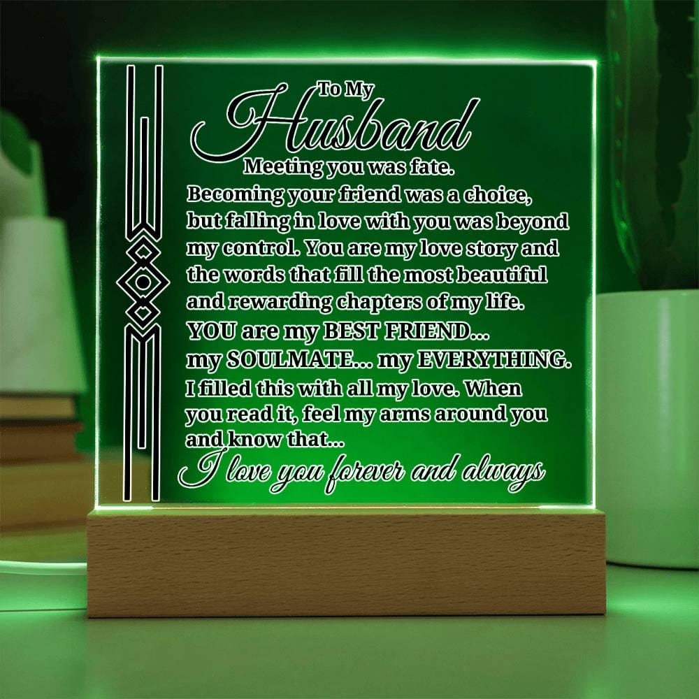 To My Husband "Meeting you was..." Acrylic Plaque With Lighted Base