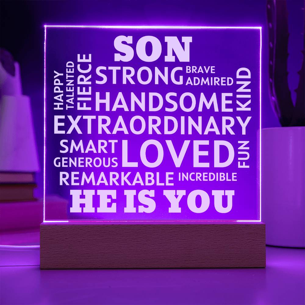 SON "He Is You" Positive Affirmations Acrylic Plaque With Lighted Base