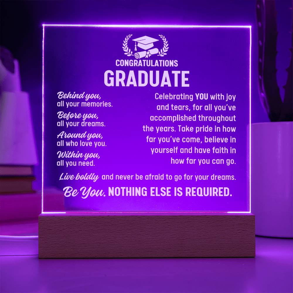 Graduate Gift, Acrylic Plaque With Lighted Base