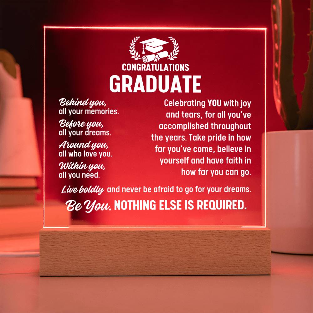 Graduate Gift, Acrylic Plaque With Lighted Base