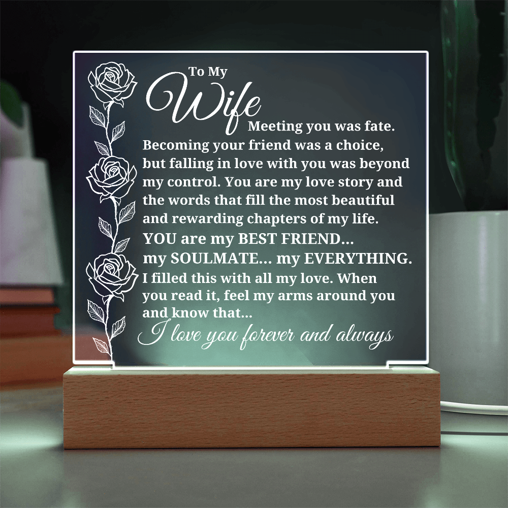 To My Wife "Meeting you was fate..." Acrylic Plaque With Lighted Base [BEST SELLER]