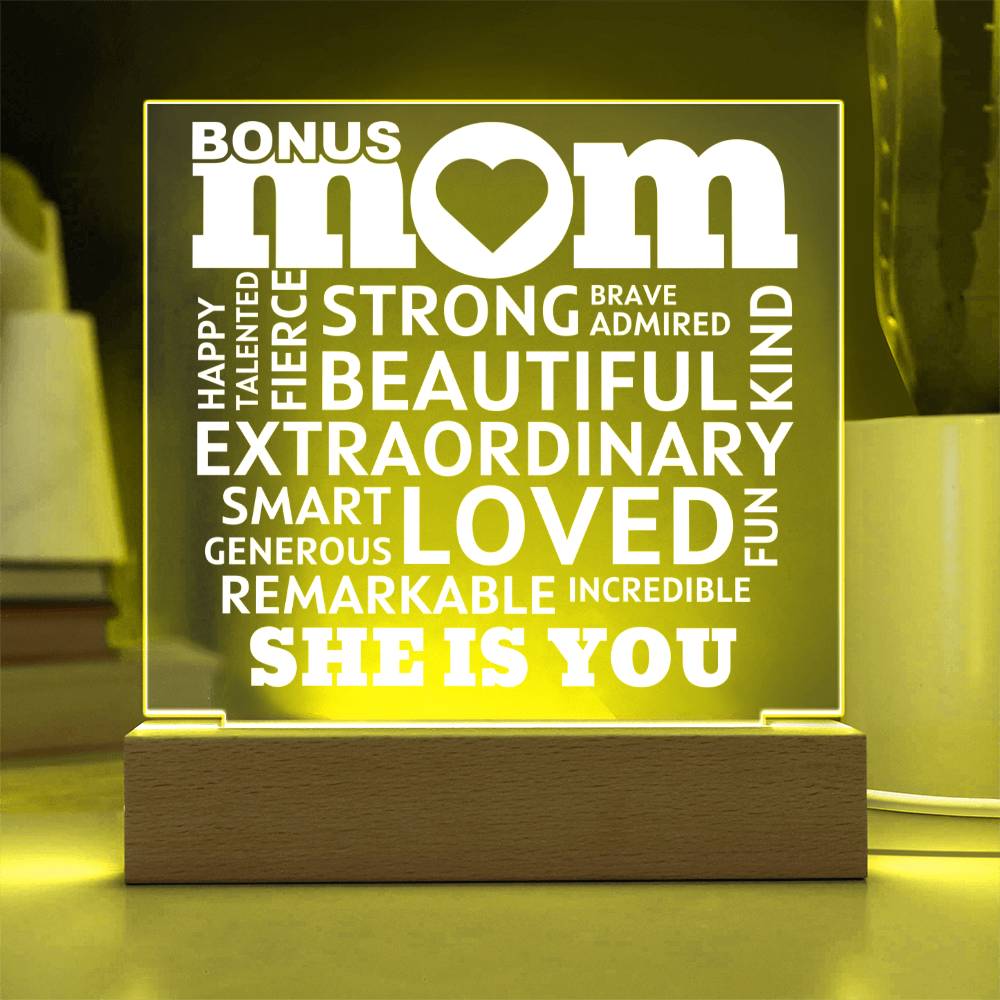 [Best Seller] Bonus MOM "She Is You" Acrylic Plaque With Lighted Base