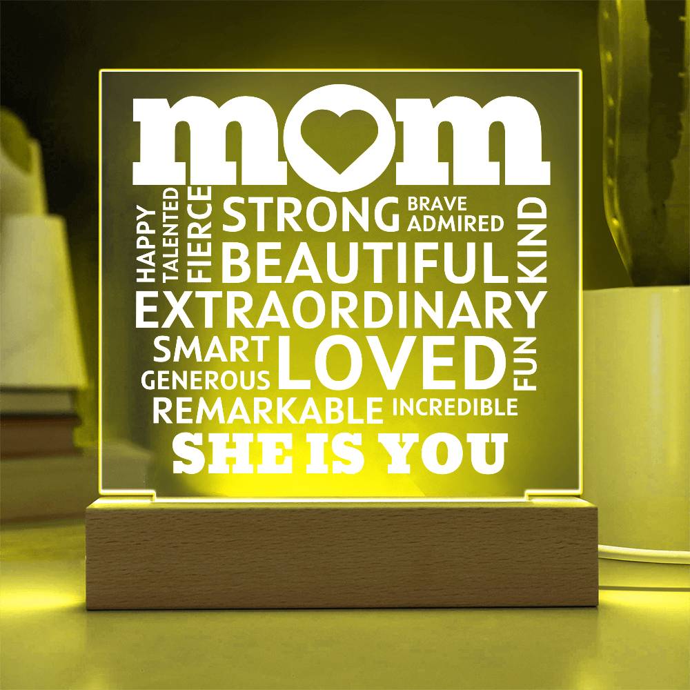 [Best Seller] MOM "She Is You" Acrylic Plaque With Lighted Base