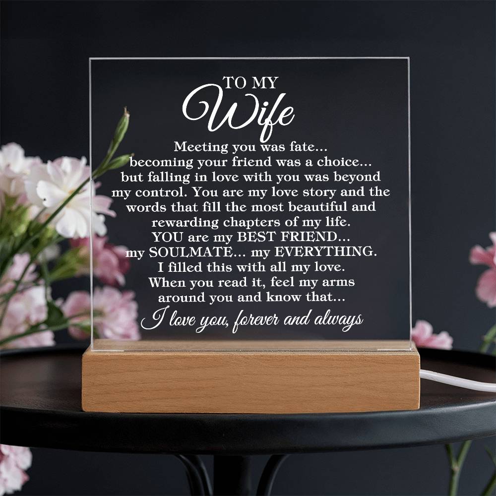 To My Wife "Meeting you was fate..." Acrylic Plaque with Lighted Base [Best Seller]