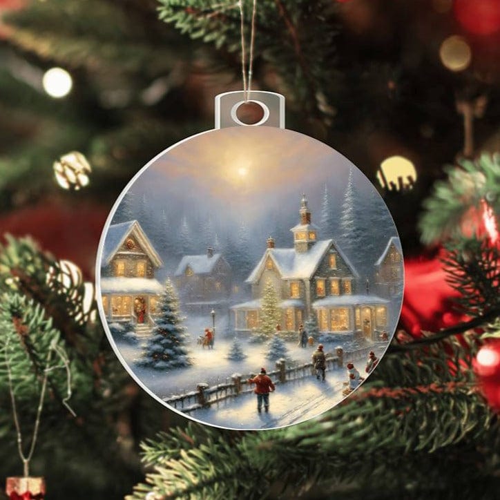 Christmas Village Acrylic Ornament With Gift Box