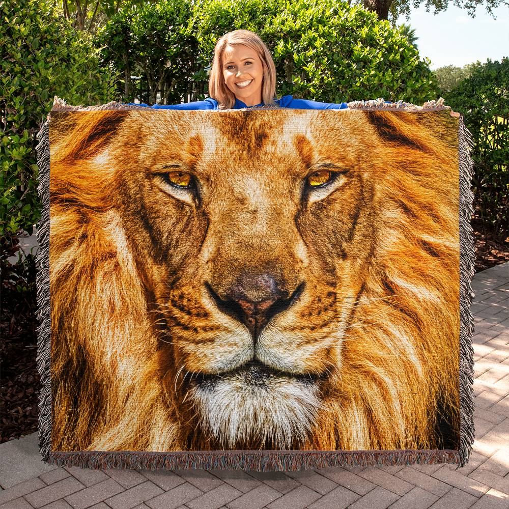 The King Lion Woven Heirloom Blanket  50" X 60"