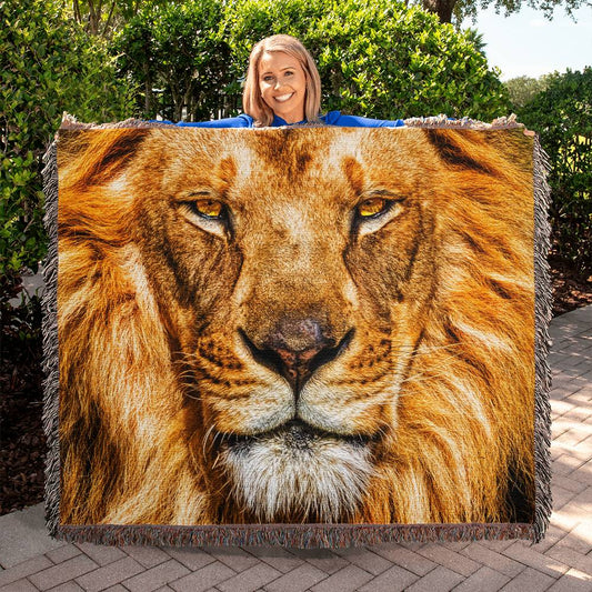 The King Lion Woven Heirloom Blanket  50" X 60"