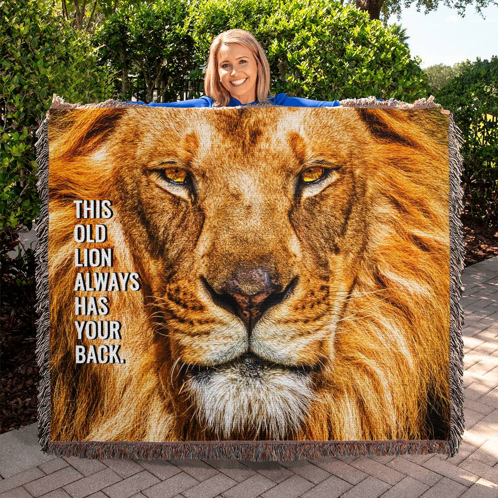 This Old Lion Woven Heirloom Blanket  50" X 60"