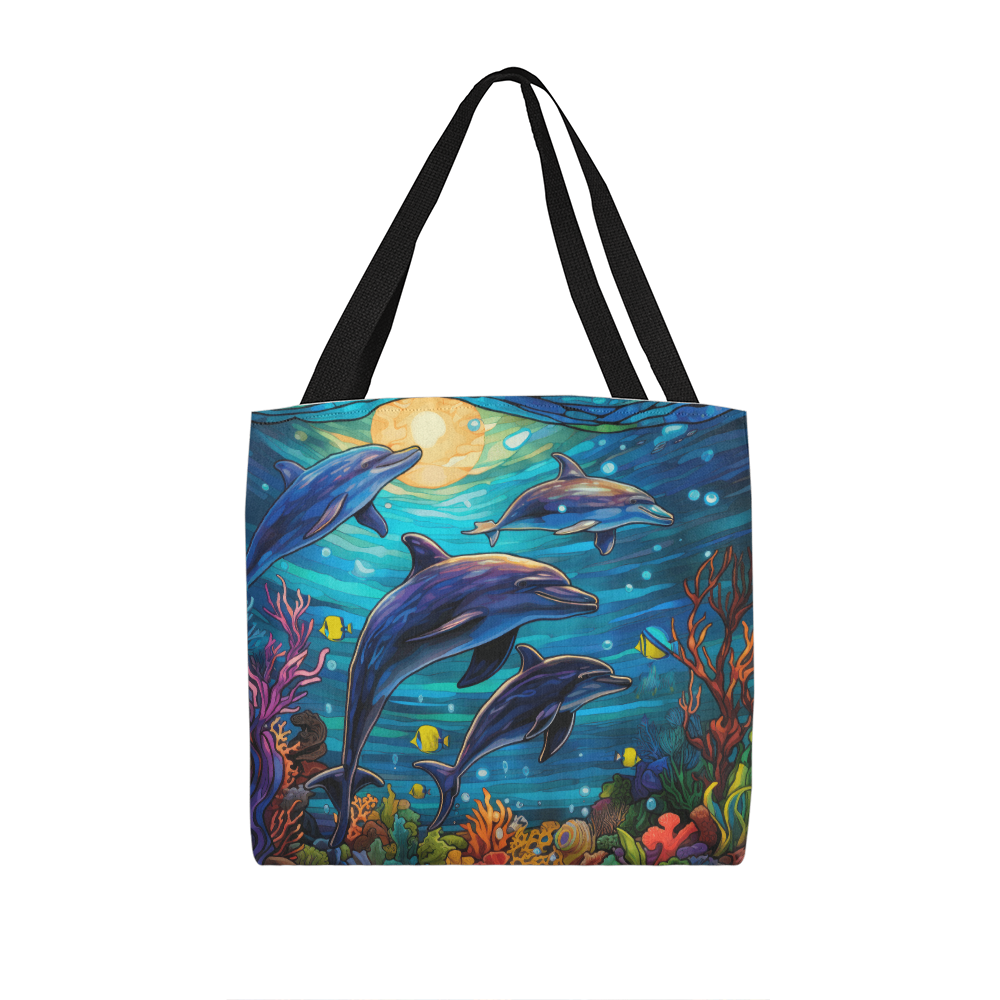 Dolphins Coral Reef Designer Tote Bag 16" or 18"