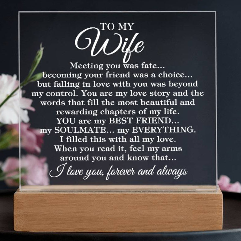 To My Wife "Meeting you was fate..." Acrylic Plaque with Lighted Base [Best Seller]