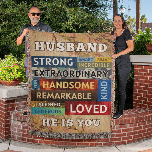 HUSBAND "He Is You" Loving Affirmations Woven Heirloom Blanket 50" X 60"