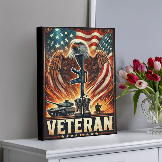 Patriotic Americana Military Veteran Rustic Art Premium Wrapped Canvas