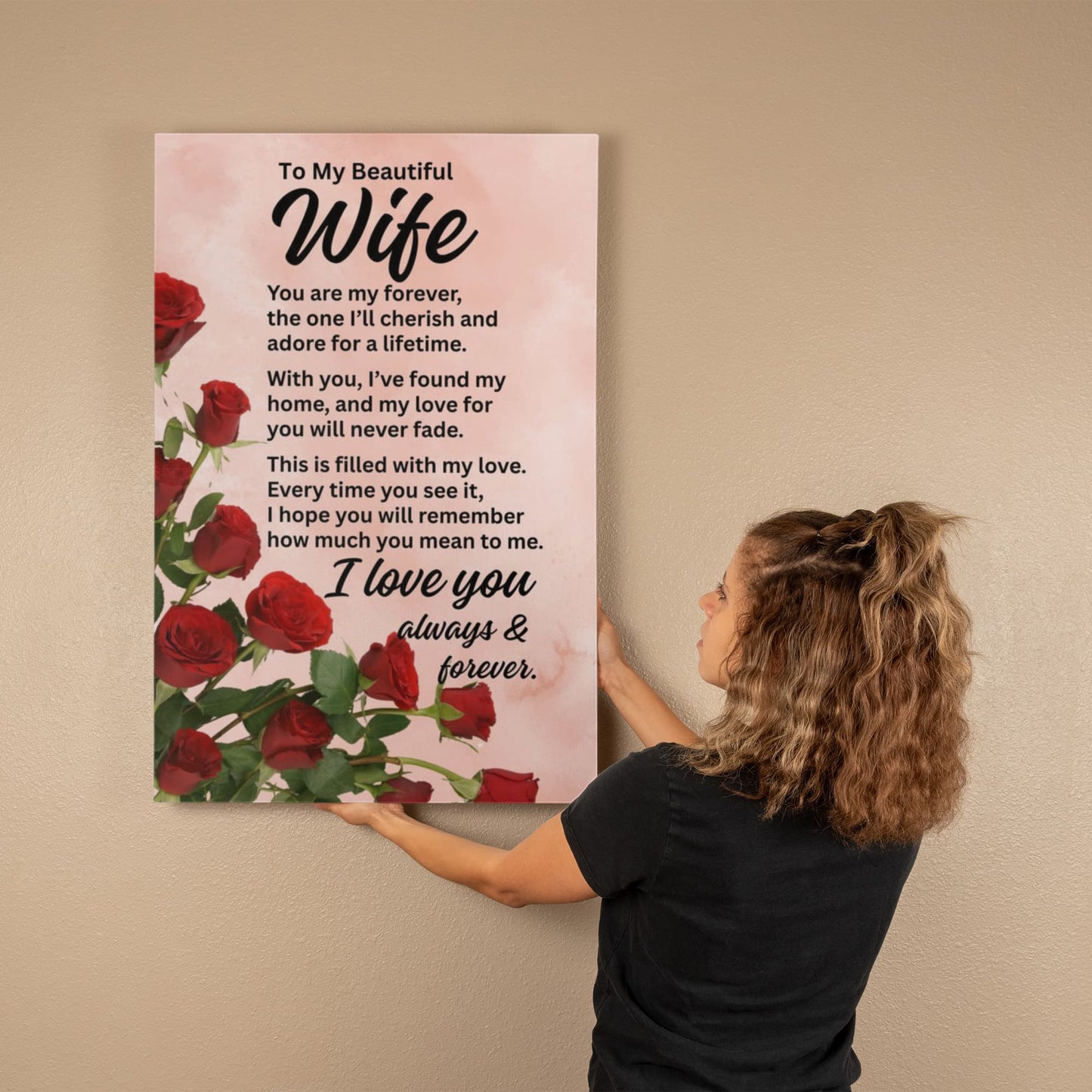 To My Wife "You are my forever..." With Red Roses Premium Gallery Wrapped Canvas