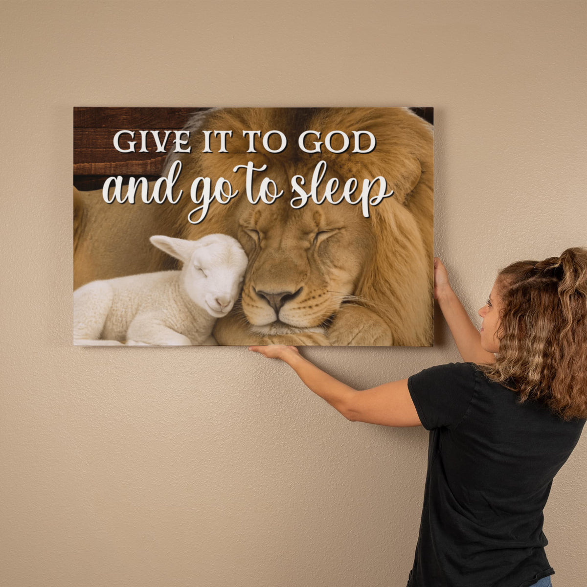Give It To God Lion and Lamb Premium Gallery Wrapped Canvas