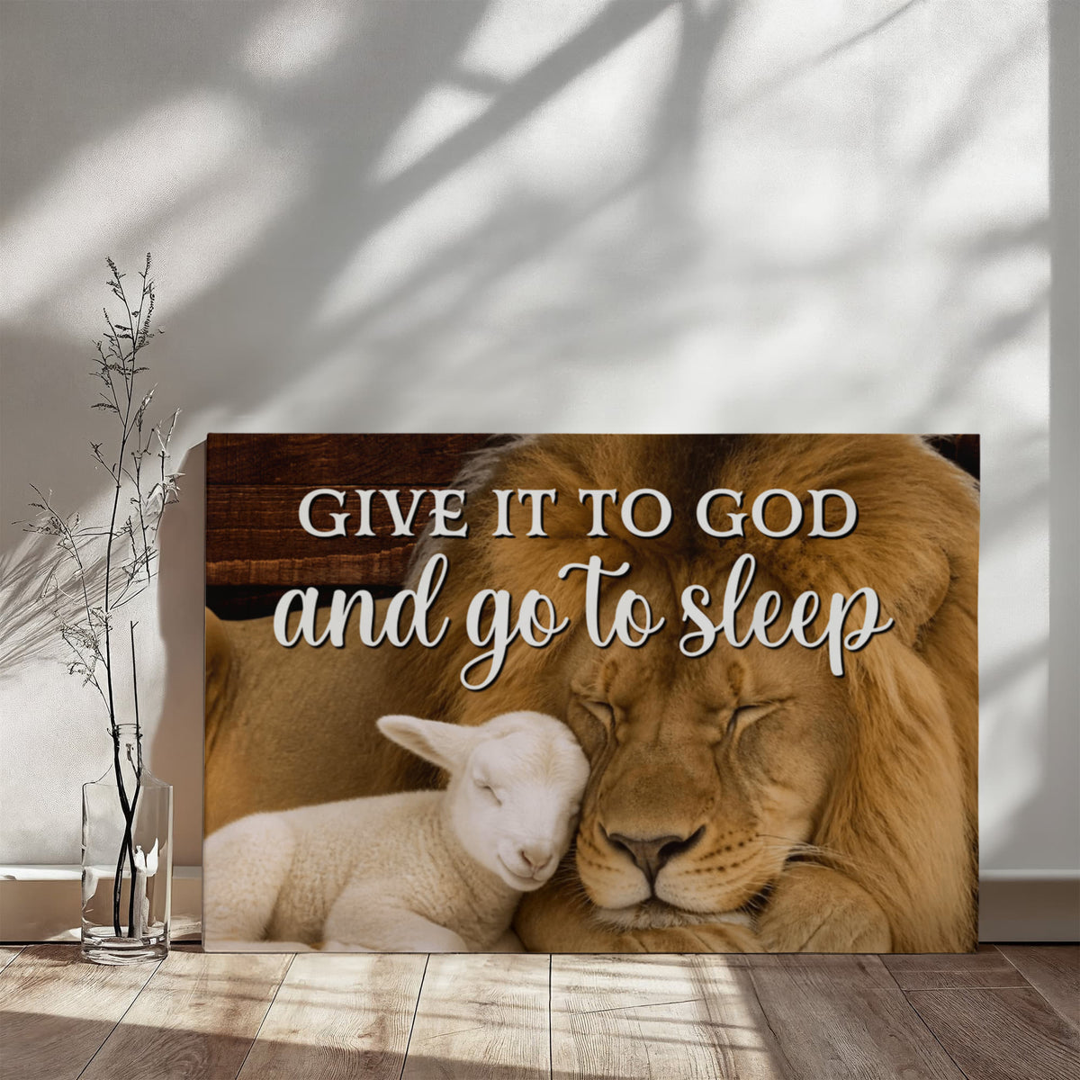 Give It To God Lion and Lamb Premium Gallery Wrapped Canvas