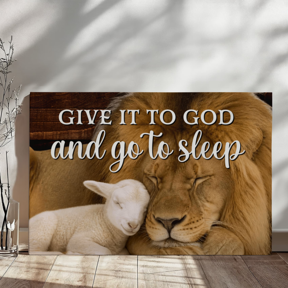 Give It To God Lion and Lamb Premium Gallery Wrapped Canvas
