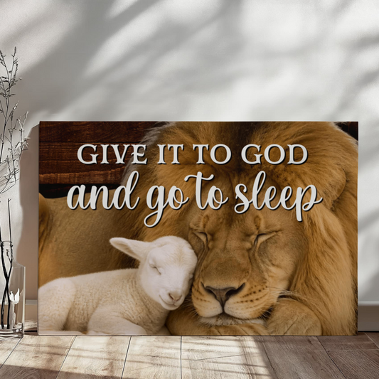 Give It To God Lion and Lamb Premium Gallery Wrapped Canvas