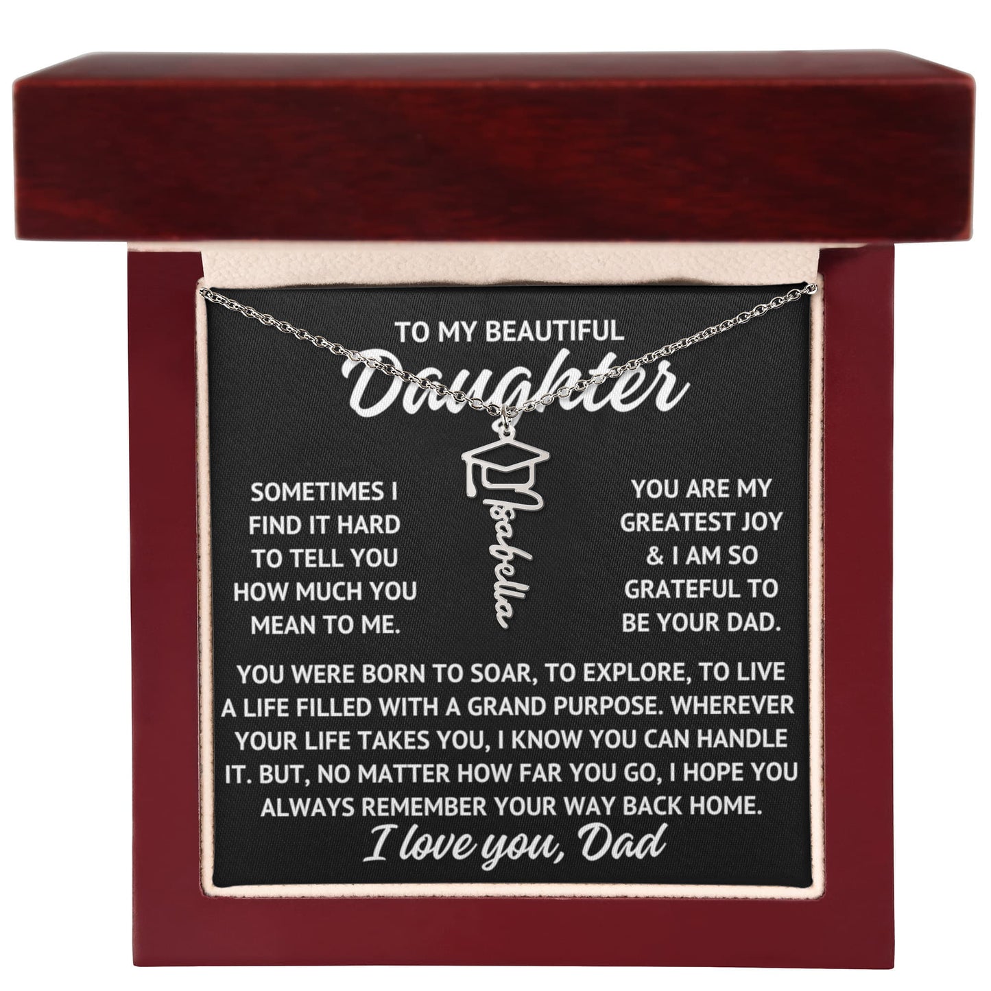 To My Daughter from Dad Graduation Cap Personalized Name Necklace