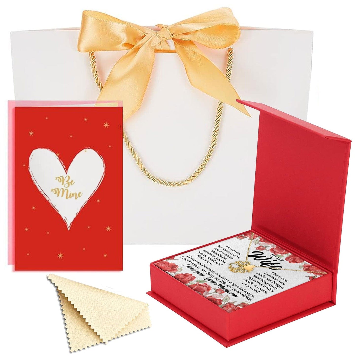 To My Wife "You are my forever..." 4 Heart Zirconia Clover Necklace   (Ships Tomorrow From Texas)