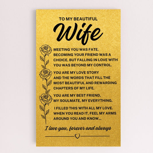 To My Wife "Meeting you was fate..." Golden Printed Wooden Art