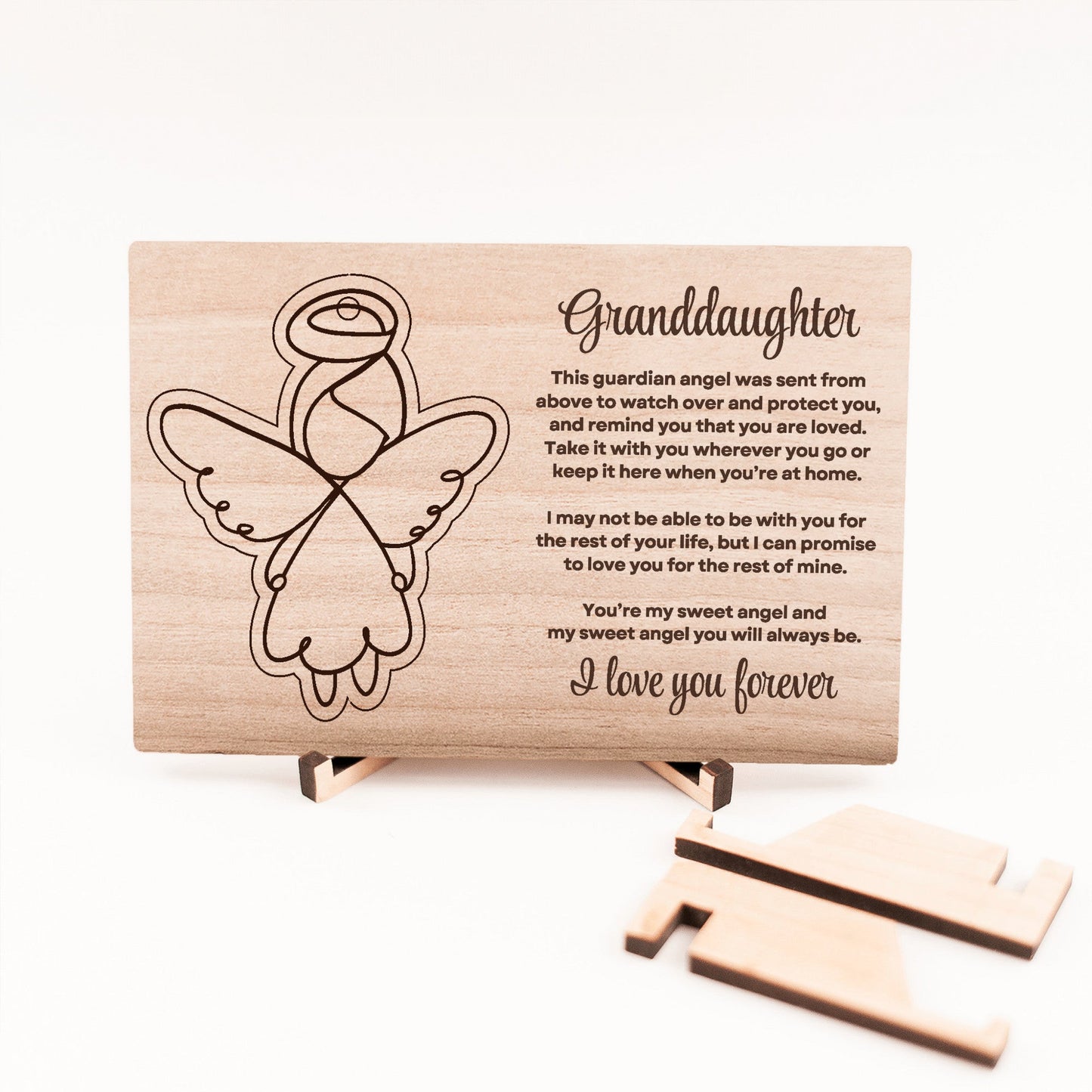 Granddaughter Gift Guardian Angel Wooden Pop Out Laser Engraved & Cut