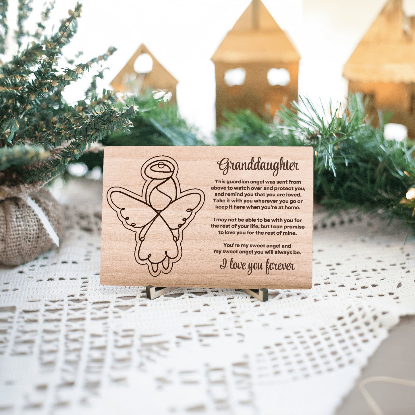 Granddaughter Gift Guardian Angel Wooden Pop Out Laser Engraved & Cut