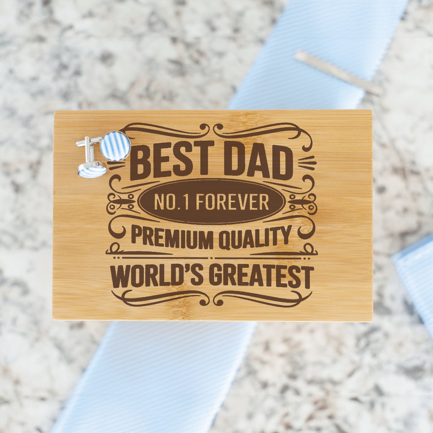 "A Dad Who Wears Ties is a Badass" Engraved Tie Gift Box: Includes Premium Tie, Tie Clip, and Matching Handkerchief