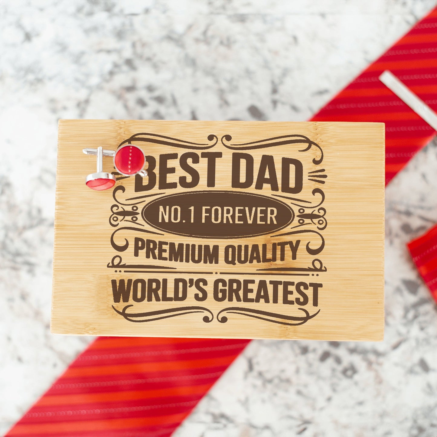 "A Dad Who Wears Ties is a Badass" Engraved Tie Gift Box: Includes Premium Tie, Tie Clip, and Matching Handkerchief